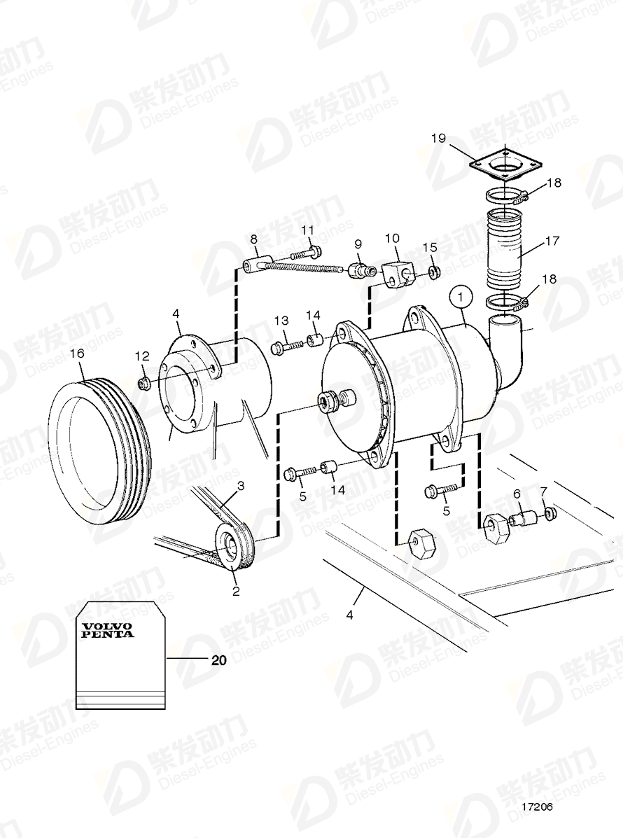VOLVO Alternator, exch 3803396 Drawing VOLVO Alternator, exch 3803396 Drawing